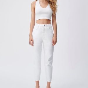 Zara white mom jeans